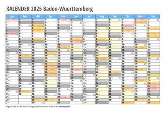 Kalender 2025 zum Ausdrucken | Kalender 2025 PDF – Feiertage & Schulferien