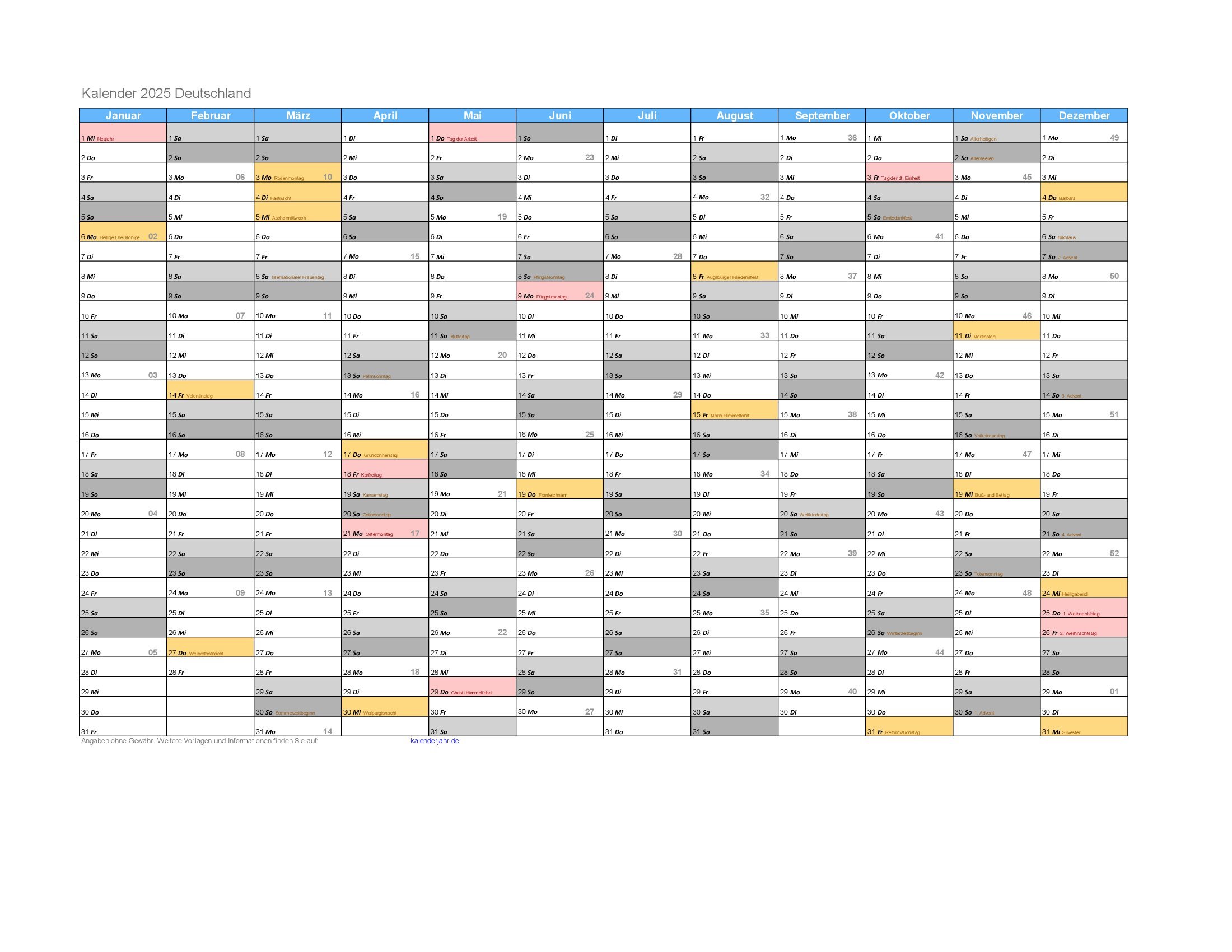 Kalender 2025 Excel Vorlage Kostenlos Abbie